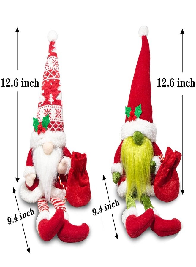 BWFY 2PCS Christmas Gnomes Decorations for Home Holiday Party Gifts Elf Santa Gnome Ornaments Tiered Tray Decor - Image 2