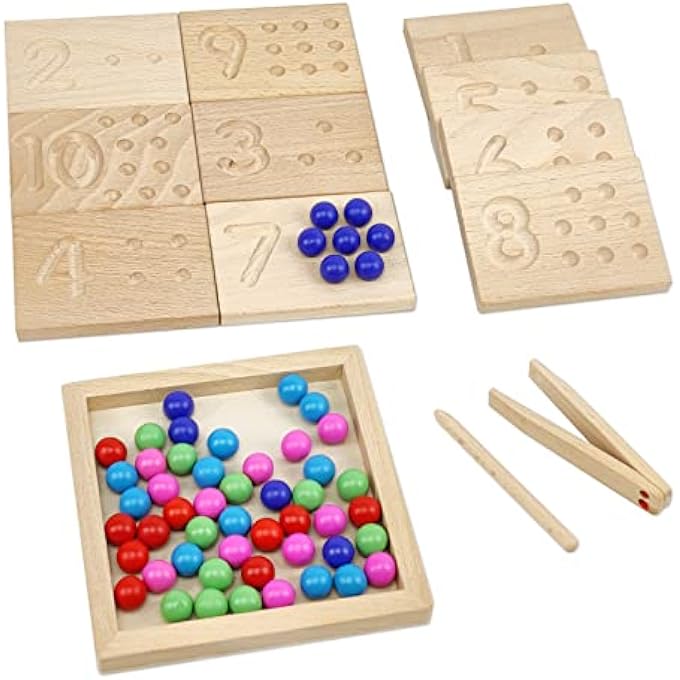 BBtinker Wooden Number Tracing Board Set Toddler Montessori Math Beads Counting Toy Preschool Learning and Educational Math Game for Kids - Image 2