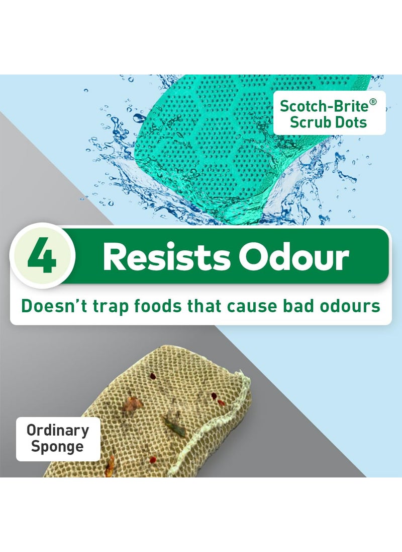Scotch Brite ScotchBrite Scrub Dots Heavy Duty Sponge Great for Tough Stains Suitable for Stainless Steel and Metal cookware rinses Clean Stays Odor Free 2 Pieces  - Image 5
