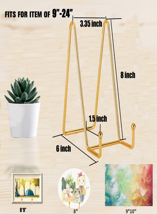 Decolore 8 inch 3 Pack Gold Plate Stands Table Top Easels Plate Holder Display Stands for Picture, Decorative Plate, Book, Photo Easel, Artistic Work - Image 2