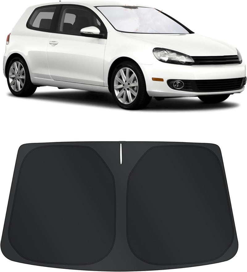TINGLU Sun Shade for Volkswagen VW Golf/Rabbit/GTI/R32 MK6 5K 2009-2014 Accessories Windshield Sun Shade Window Shade UV Rays Protection Sun Visor Cover with Steering Wheel Sunshade Storage Bag - Image 1