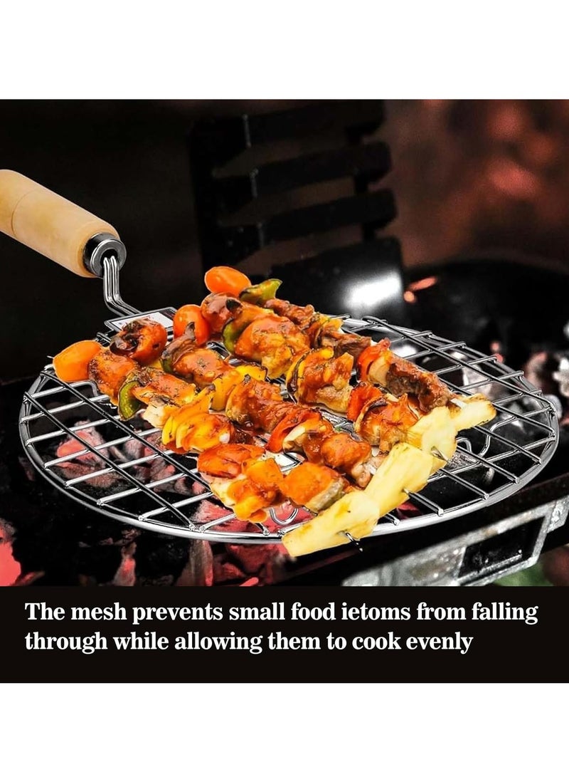 Round Wooden Handle Roaster Papad Jali, Paneer Grill, Roti Maker, Barbeque Jali Roaster Chapati Toast Grill Roaster