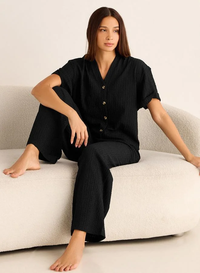 سبلاش فيڤ Coord Set with Shirt & Wide Leg Pants