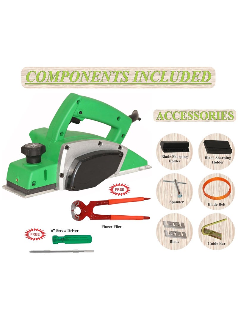 Digital Craft Digital Craft Wood Planer 1400W Machine of Carpentry HighPower MultiFunction Electric Planer Woodworking Machine 82mm Electric Planer Machine6Inch 2 In 1 Screw Driver8Inch Pincer Plier  - Image 2