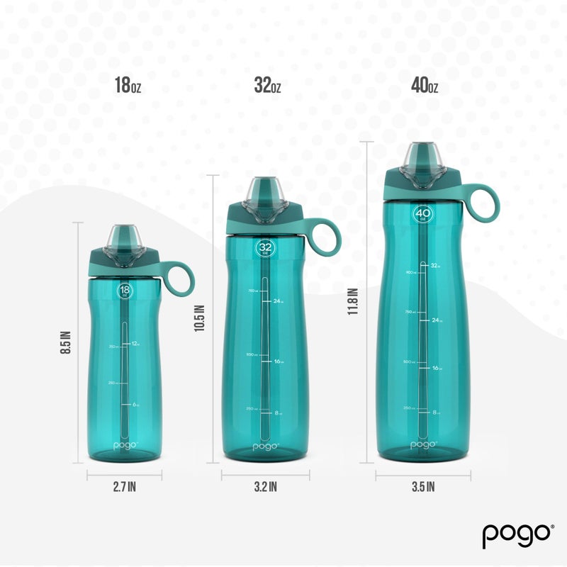 Pogo BPA-Free Tritan Plastic Water Bottle with Soft Straw Lid, 18 Oz, Teal - Image 5