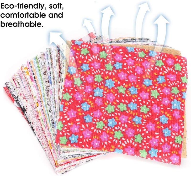 HEEPDD 100PCS Square Patch Works, Cotton Printed Floral Patterns for Handbags and Baby Clothing DIY, Soft Comfortable Fabric for Sewing Crafts Clothing Accessories - Image 2
