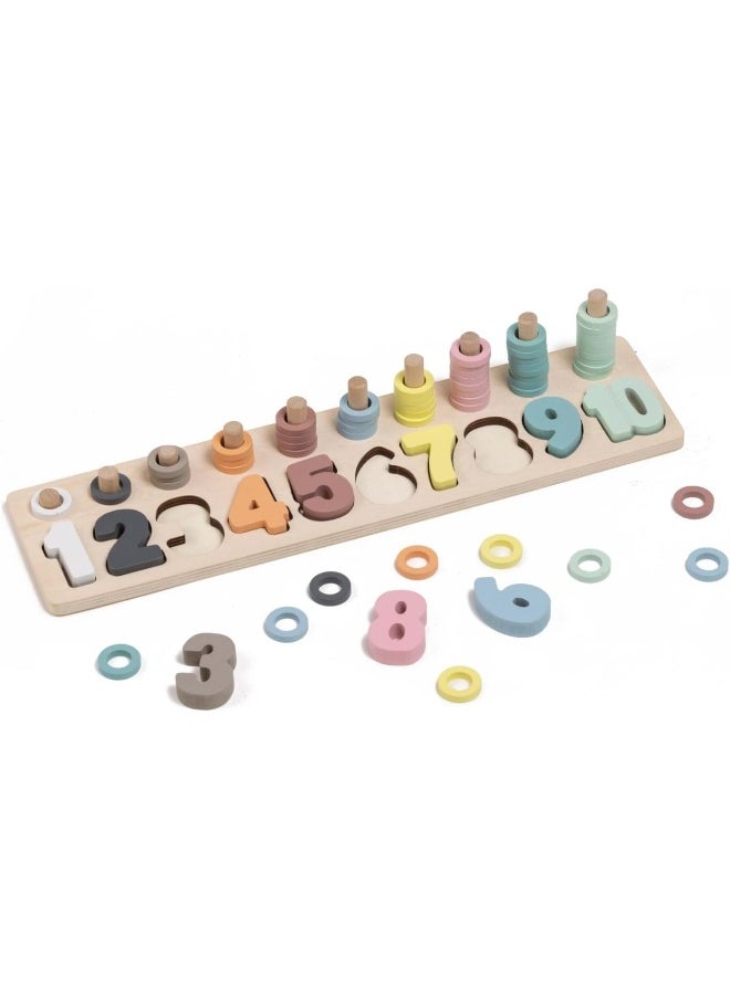 EUREKA KIDS Wooden Numbers Puzzle With Activity Cards| Educational Montessori Toy For Toddler And | Learn Math, Shapes, Fine Motor Skills And Visual Perception | |For 24M+  - Image 2