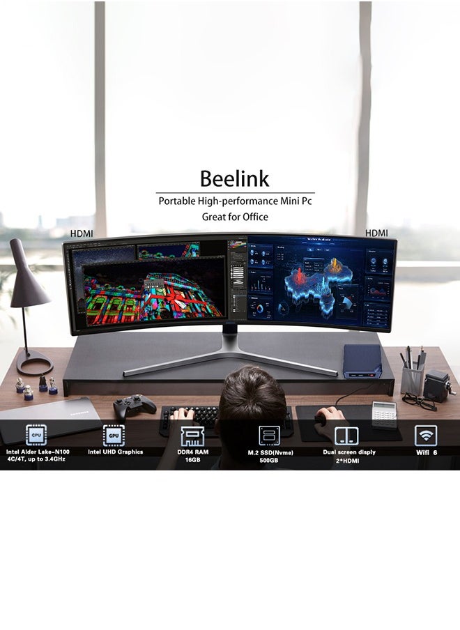 Beelink - Beelink Mini S12 Pro N100 Mini PC DDR4 16GB 500GB SSD Desktop Gaming Computer VS T8 Pro - Image 1