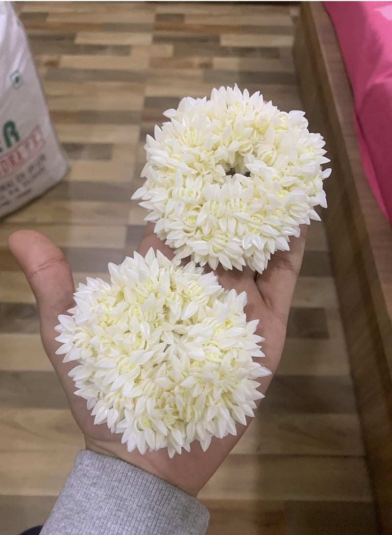 Accessorize Kingdom 2 Pcs Mogra Scented Rubber Band Gajra Hair Accessories for Women and Girls (35 GM) - White, Free Size  - Image 2
