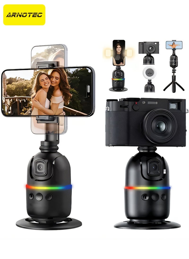 ARNOTEC Auto Face Tracking Tripod - 360° Rotating Smart Shooting Holder with Gesture Control | Detachable Stand Tripod for Vlogging, Streaming, Instagram Reels| Rechargeable  - Image 1