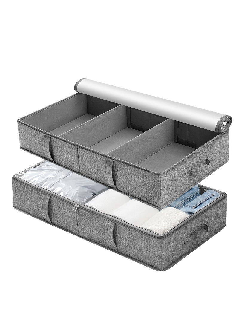 MIXDE 2 Pack Underbed Storage Container Bins with Lids, Under Bed Storage Organizer with Sturdy Handles Sidewalls Bottom, Foldable Clothes Bag Large (Type B (2 Pack)) - Image 4