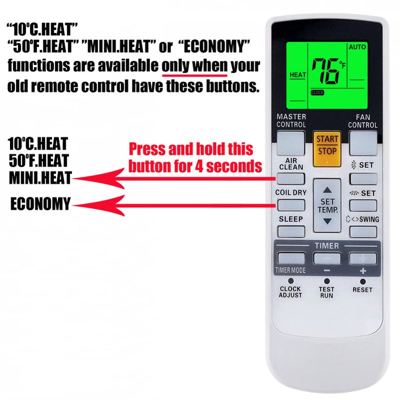 ELTRAZONE Replacement for Fujitsu Air Conditioner Remote Control for Model ASU7RLF1, ARU7RLF, ASU9RLF1, ASU12RLF1, ASU9RL2, ASU12RL2, ASU9RLS, ASU12RLS2, ASU9RLS2, AUU7RLF – Fully Compatible Remote with Fahrenheit Display – Easy-to-Use Control for Seamless Comfort - Image 3