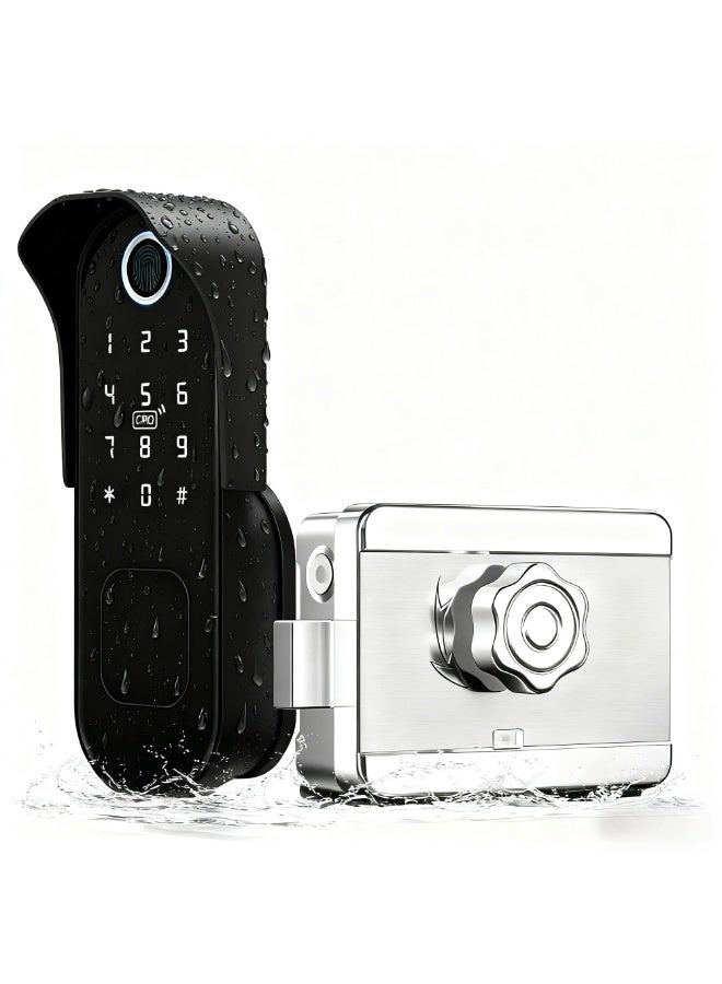 رازوفيوس قفل باب ذكي بتقنية واي فاي وبلوتوث مدمجتين، يدعم بصمة الإصبع، الرمز السري، المفاتيح الإلكترونية (Fobs)، و الدخول بدون مفتاح. مثالي للأبواب الرئيسية في المنازل والشقق. - Image 1