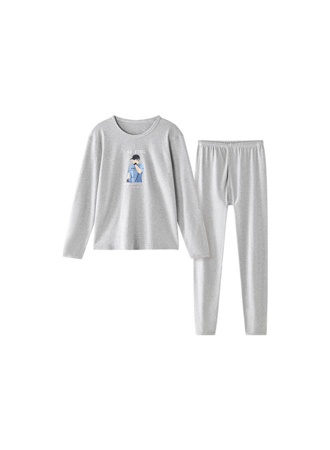 Hodo Uni Thermal Underwear Set Cotton Autumn Long Johns Youth Base Layer Warm Cotton Sweater N2105 Light Gray 180 - Image 2