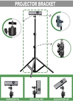 General Floor projector stand, universal projector tripod, 58-170cm retractable tripod, adjustable angle, high-quality alloy material, portable projector stand for projector camera iPhone webcam stand, 360°  - Image 3