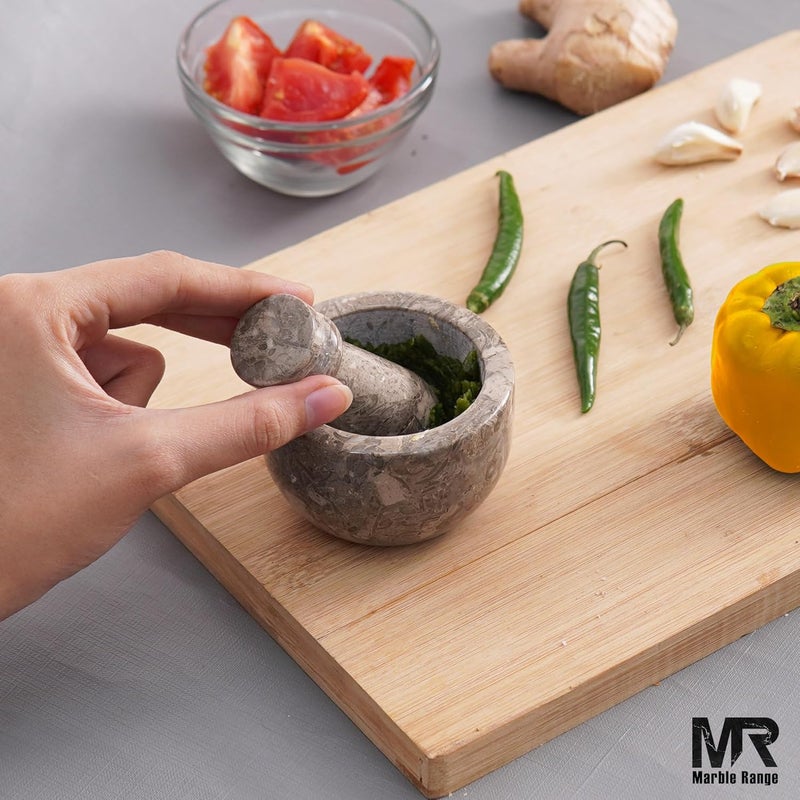 MARBLE RANGE Marble Mortar & Pestle Set Oceanic 3" Inches Handmade – Stone Spice Grinder Bowl for Herbs, Garlic & Masala – Heavy Duty Pestle Mortar Crusher for Kitchen, Seasoning, Pepper & Spice Grinding - Image 4