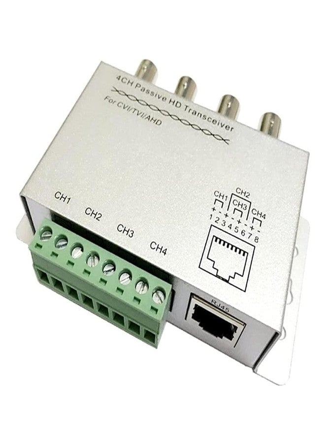 جهاز إرسال واستقبال فيديو سلبي رباعي القنوات من JK Vision، محول كابل UTP من BNC إلى Cat5/5E/6 RJ45 (T568B) لنظام كاميرات المراقبة CCTV - فضي (عبوة من قطعة واحدة)