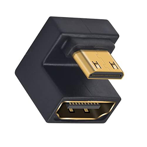 Duttek 8K U Shaped Up Angle Mini HDMI to HDMI Adapter 1 Pack, 48Gbps with LED Lights for Cameras, Projectors (Male to Female) - Image 1