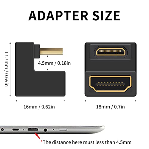 Duttek 8K U Shaped Up Angle Mini HDMI to HDMI Adapter 1 Pack, 48Gbps with LED Lights for Cameras, Projectors (Male to Female) - Image 4