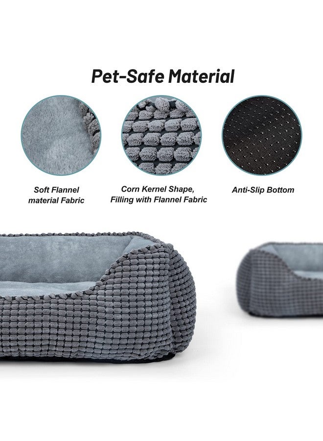 MIXJOY Dog Bed for Large Medium Small Dogs, Rectangle Washable Sleeping Puppy Bed, Soft Calming Cat Beds for Indoor Cats, Orthopedic Pet Sofa Bed, Anti-Slip Bottom with Multiple Size (20'', Grey) - Image 2