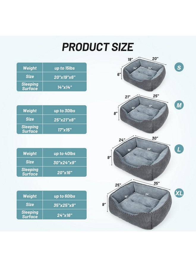 MIXJOY Dog Bed for Large Medium Small Dogs, Rectangle Washable Sleeping Puppy Bed, Soft Calming Cat Beds for Indoor Cats, Orthopedic Pet Sofa Bed, Anti-Slip Bottom with Multiple Size (20'', Grey) - Image 5