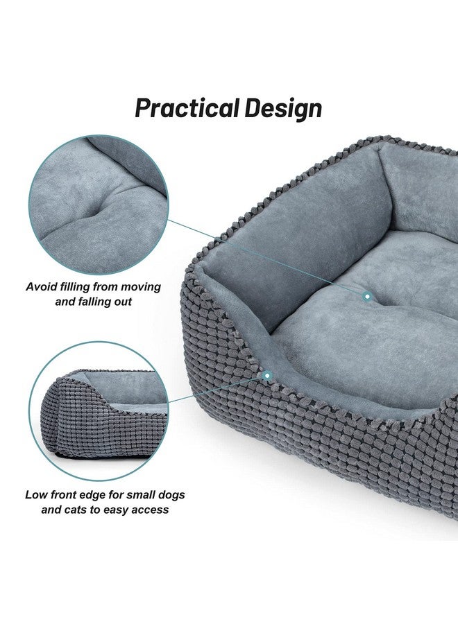 MIXJOY Dog Bed for Large Medium Small Dogs, Rectangle Washable Sleeping Puppy Bed, Soft Calming Cat Beds for Indoor Cats, Orthopedic Pet Sofa Bed, Anti-Slip Bottom with Multiple Size (20'', Grey) - Image 3