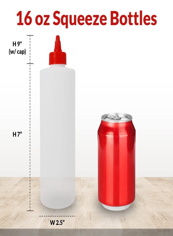 Reli. Plastic Squeeze Bottles, 16 oz. | 8 Pack | Condiment Squeeze Bottles for Sauces | Clear w/Red Twist Cap | 16 Ounce Hot Sauce, Ketchup | Condiments, Olive Oil, Liquids - Image 3