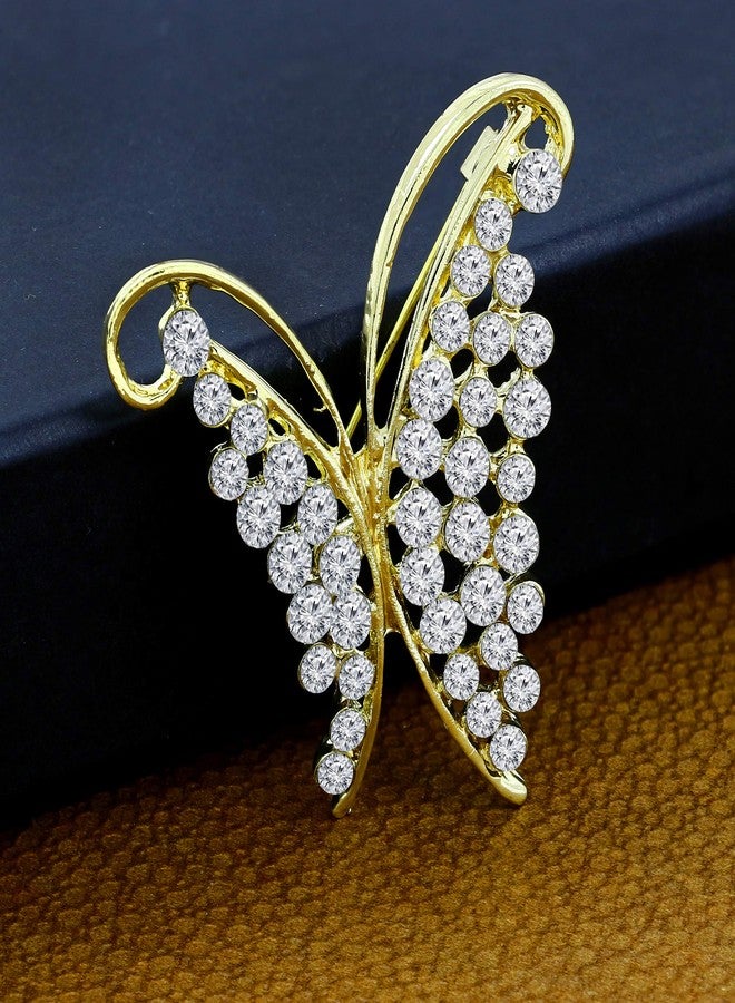 Zivom® Buter Fly Cubic Zirconia CZ Gold Plated Brass Brooch Badge Pin Needle For Women - Image 4