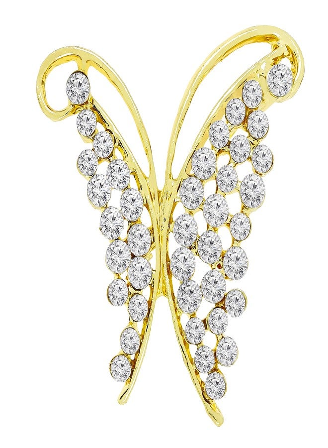 Zivom® Buter Fly Cubic Zirconia CZ Gold Plated Brass Brooch Badge Pin Needle For Women - Image 2