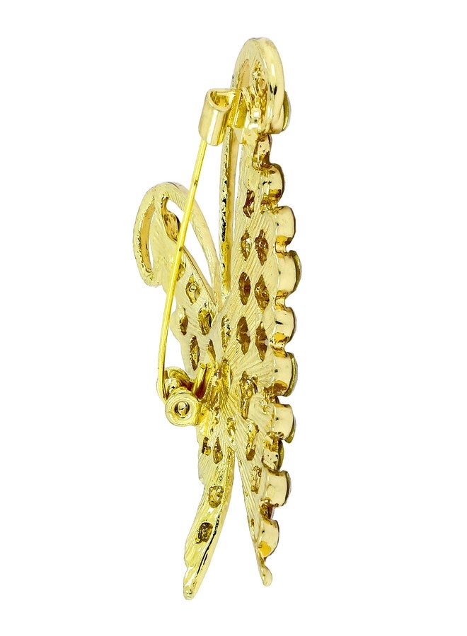 Zivom® Buter Fly Cubic Zirconia CZ Gold Plated Brass Brooch Badge Pin Needle For Women - Image 3