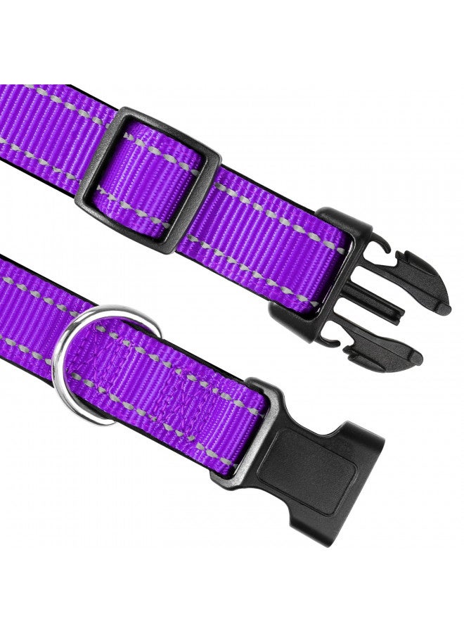 Joytale Reflective Dog Collar,Soft Neoprene Padded Breathable Nylon Pet Collar Adjustable for Small Dogs,Purple,S - Image 1