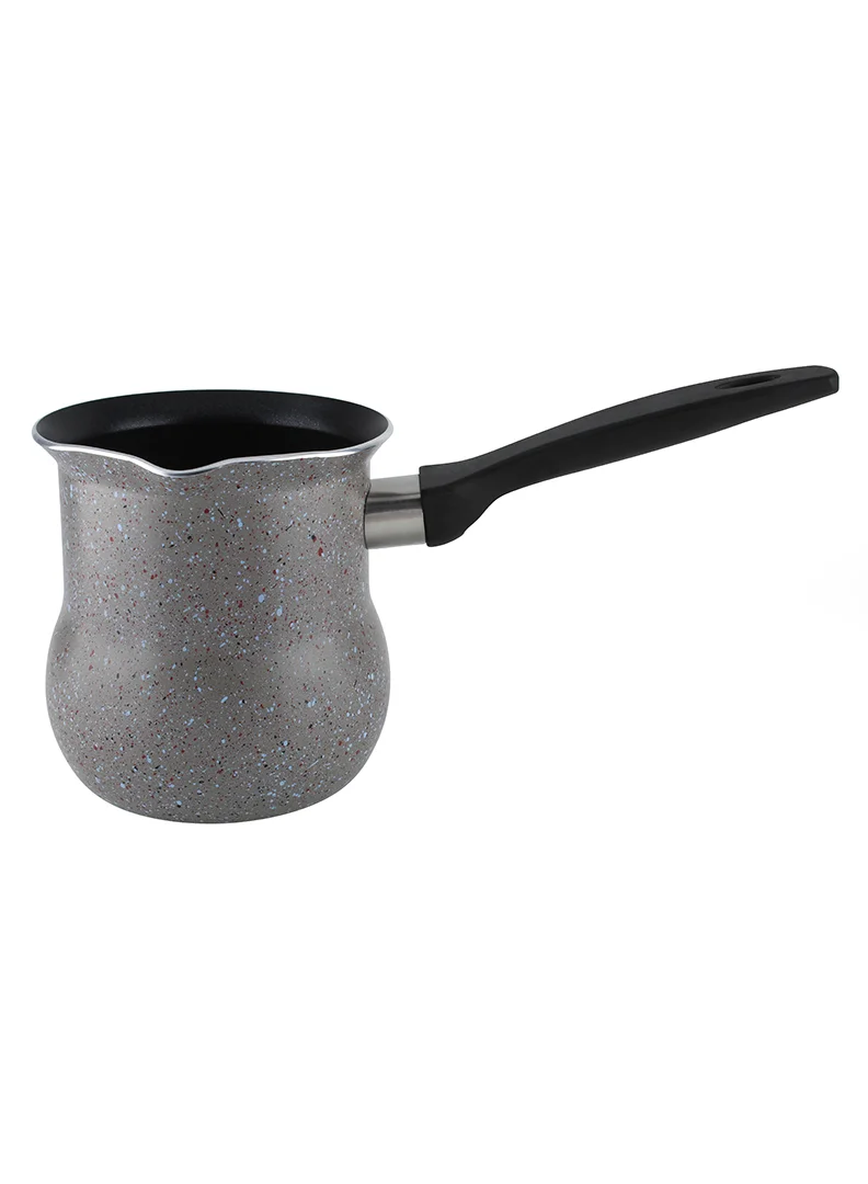 ويلسون مدفأة قهوة بمقبض بإضاءة خلفية - إبريق قهوة تركي بطلاء جرانيت لتحضير القهوة التركية، شكل بطني 9 سم، رمادي رخامي