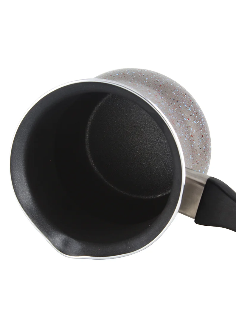 ويلسون مدفأة قهوة بمقبض بإضاءة خلفية - إبريق قهوة تركي بطلاء جرانيت لتحضير القهوة التركية، شكل بطني 9 سم، رمادي رخامي