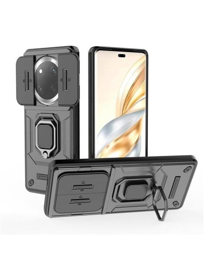 Generic Lens Slide Case Compatible with Honor X9c Inch Released 2024, 360° Metal Ring Kickstand and Camera Cover 2in1 Hybrid Shockproof for  - Image 1