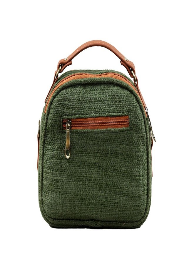 BHASTRA Ready To Go Sling Bag - Green | Handloom Woven Cotton And Vegan Leather | Bag for Women - Girls Travel Crossbody Bags with Adjustable Strap - Ladies Shoulder Purse | Ideal For Gifting - Image 3