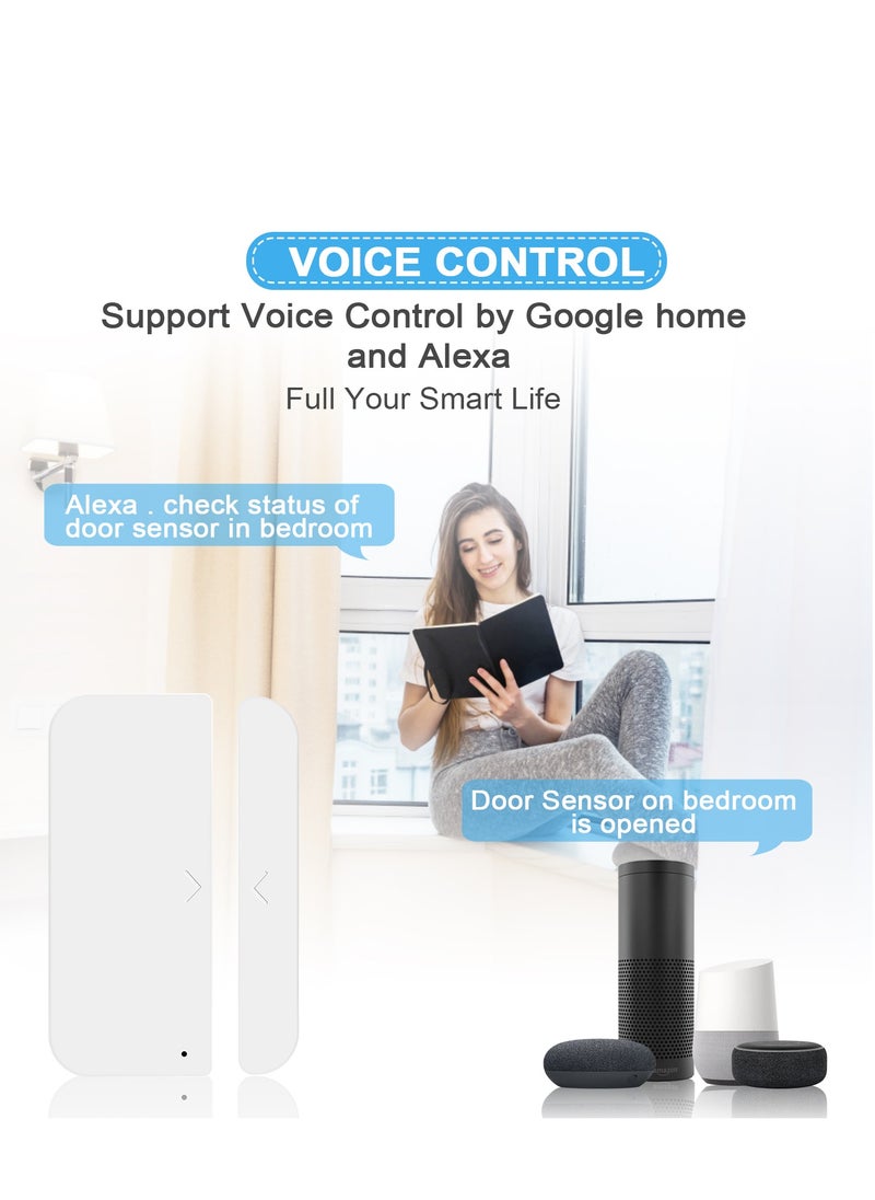 igeekwell - WiFi Door And Window Sensors,Tuya Smart Alarm With Free Notification APP Control Home Security Alarm System, No Hub Required, Compatible With Alexa, Google Home - Image 1
