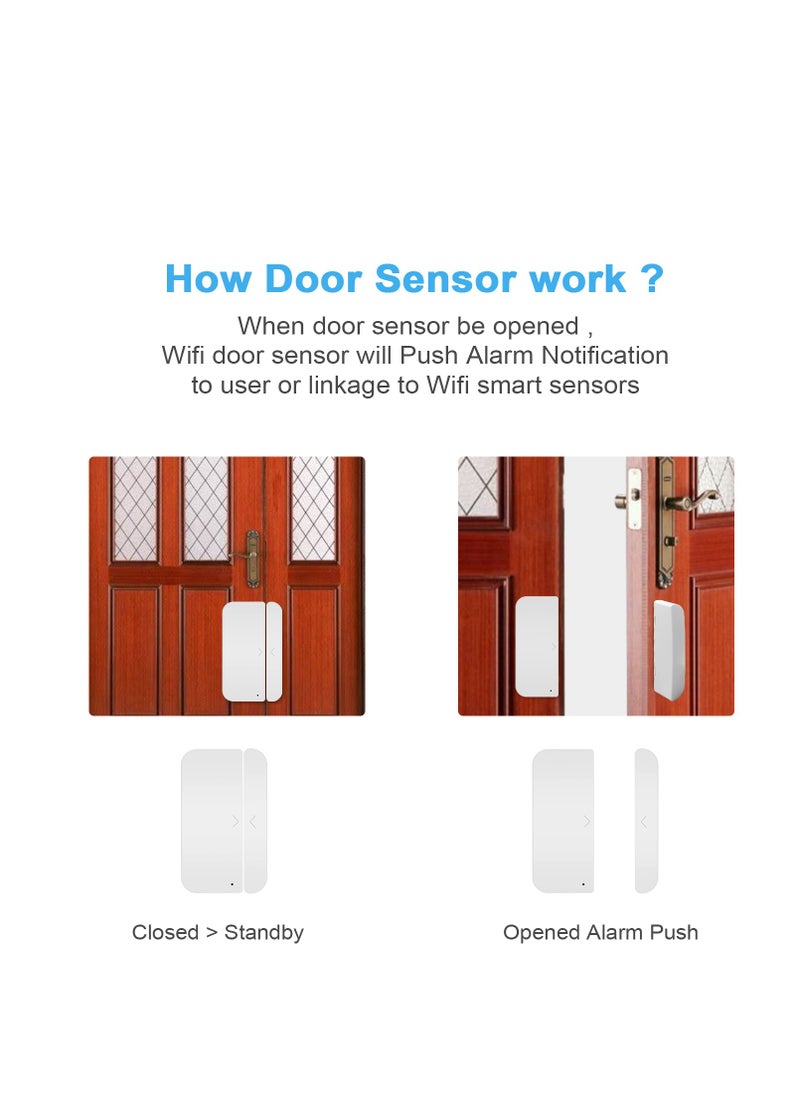 igeekwell - WiFi Door And Window Sensors,Tuya Smart Alarm With Free Notification APP Control Home Security Alarm System, No Hub Required, Compatible With Alexa, Google Home - Image 1