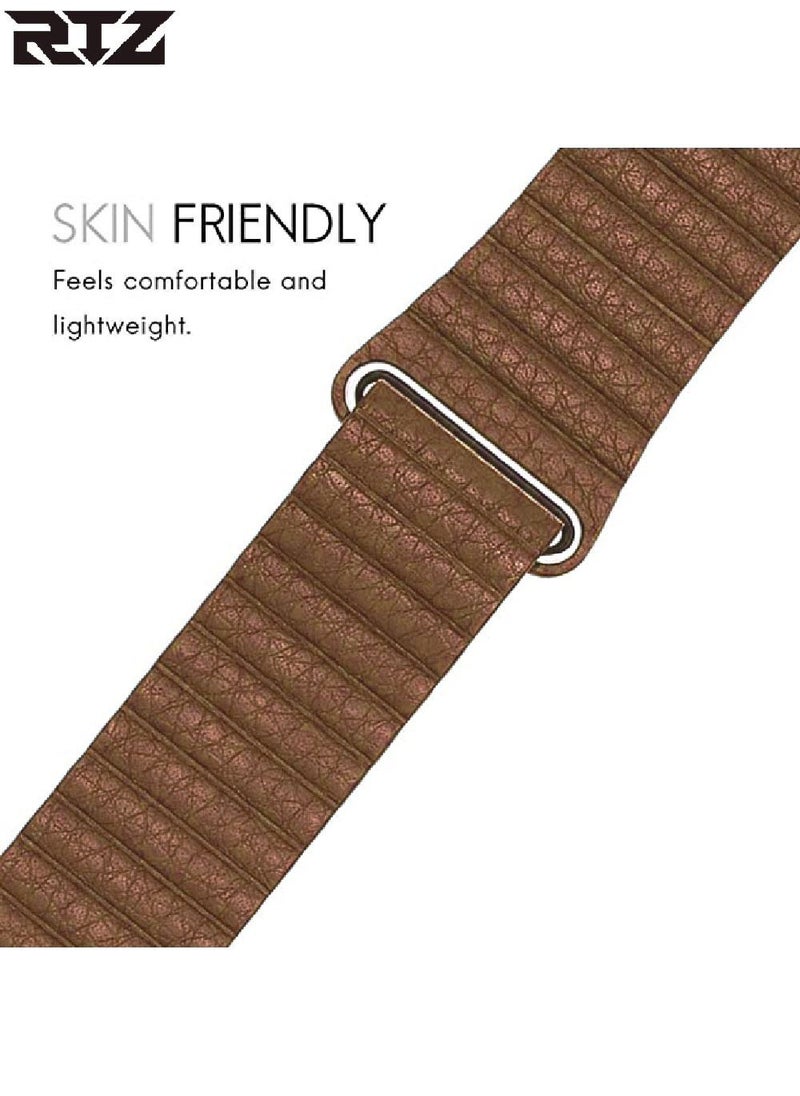 RTZ - Magnetic Leather Band For Apple Watch 42/44/45mm Brown - Image 1