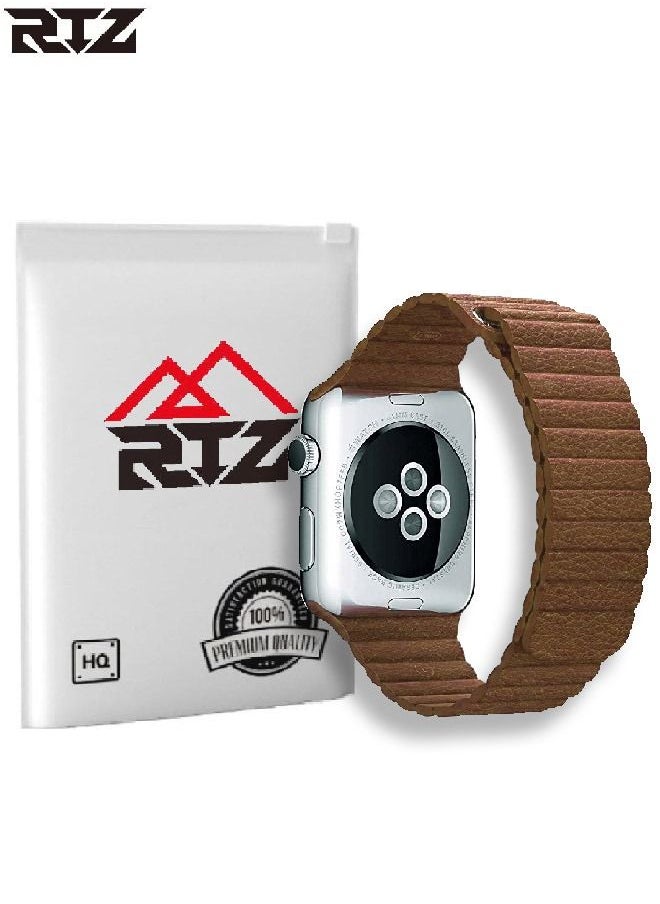 RTZ - Magnetic Leather Band For Apple Watch 42/44/45mm Brown - Image 1