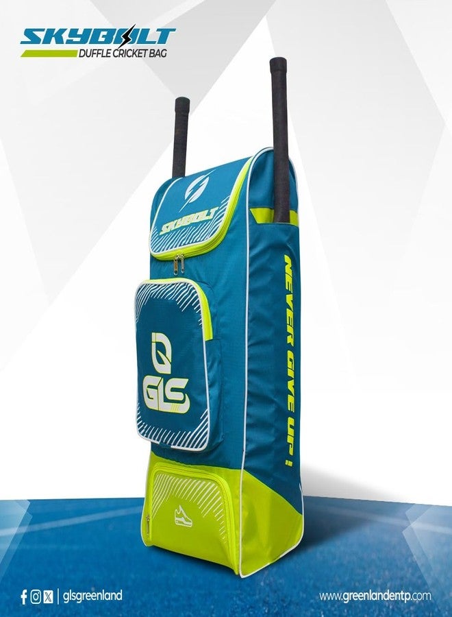 GLS Polyurethane SKYBOLT PRO Duffle Cricket KIT Bag with Two BAT Pocket and Shoe Pocket with Wheels, Blue - Image 3