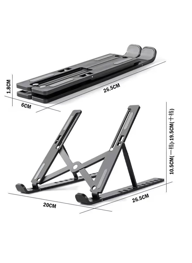 Adjustable ABS Foldable Computer Holder for Laptop Tablet PC Black 