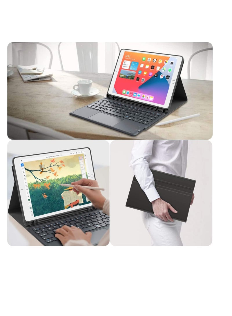 iPad Keyboard 9th Generation, Keyboard for iPad 8th Generation/7th Gen 10.2 Inch, Smart Trackpad, Detachable Wireless with Pencil Holder - Image 5