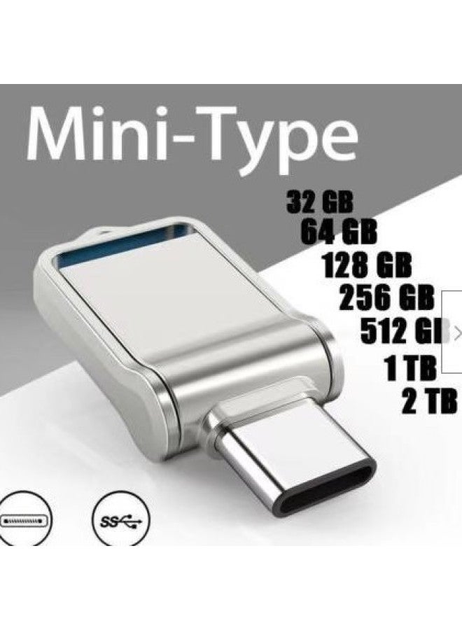 Loquat Mobile Phone U Disk TYPE-C Mini Rotating Dual-purpose U Disk 2.0 Expansion 2TB 3.0 64GB 128GB-Color:Dark Gray-Capacity:64GB  - Image 4