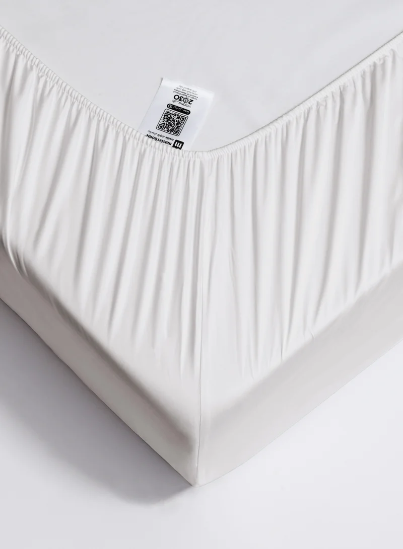 Master Home Textile Single 100% Rayon Of Bamboo Cooling Fitted Sheet, Fitted Sheet With Elastic 120x200+30 cm, Breathable Silky Soft, Single Size 2 Pieces