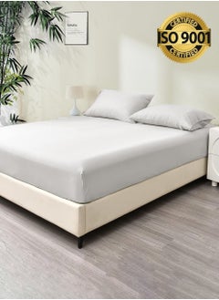 Master Home Textile Single 100% Rayon Of Bamboo Cooling Fitted Sheet, Fitted Sheet With Elastic 120x200+30 cm, Breathable Silky Soft, Single Size 2 Pieces  - Image 1