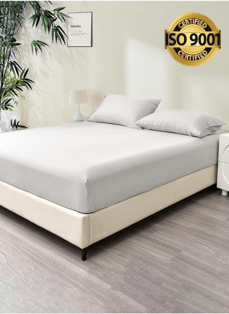 Master Home Textile - Single 100% Rayon Of Bamboo Cooling Fitted Sheet, Fitted Sheet With Elastic 120x200+30 cm, Breathable Silky Soft, Single Size 2 Pieces - Image 1