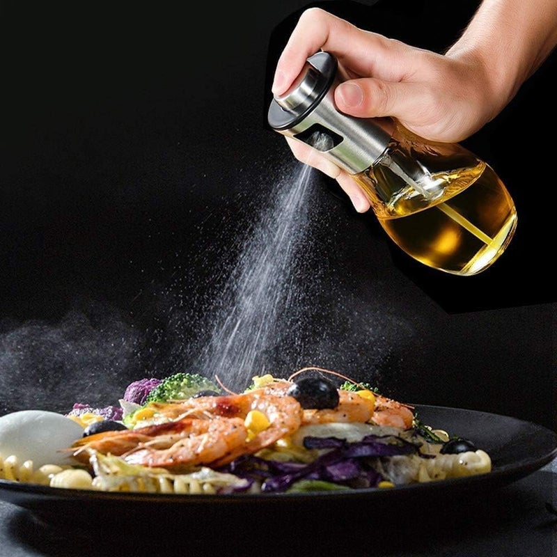 MANIBAM IMPEX Manibam Impex 200mL Olive Oil Sprayer Mister with Bottle Cleaner Refillable Stainless Steel Vinegar Glass Spray Bottle for BBQ Baking Salad Baking Grilling Roasting FryingPack Of 1  - Image 2