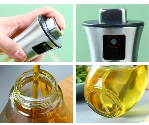 MANIBAM IMPEX Manibam Impex 200mL Olive Oil Sprayer Mister with Bottle Cleaner Refillable Stainless Steel Vinegar Glass Spray Bottle for BBQ Baking Salad Baking Grilling Roasting FryingPack Of 1  - Image 5
