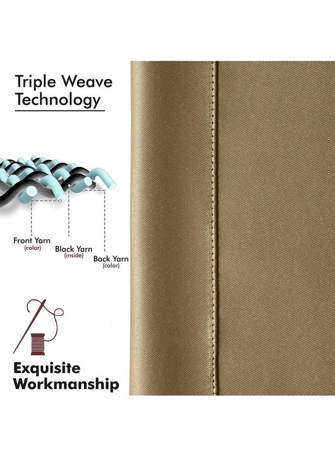 Yellow Weaves Yellow Weaves Room Darkening Plain Blackout Long Door Curtains, 8 Feet, Greyish Brown, Pack of 2 - Image 4