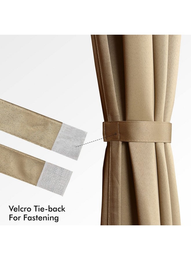 Yellow Weaves Yellow Weaves Room Darkening Plain Blackout Long Door Curtains, 8 Feet, Greyish Brown, Pack of 2 - Image 2